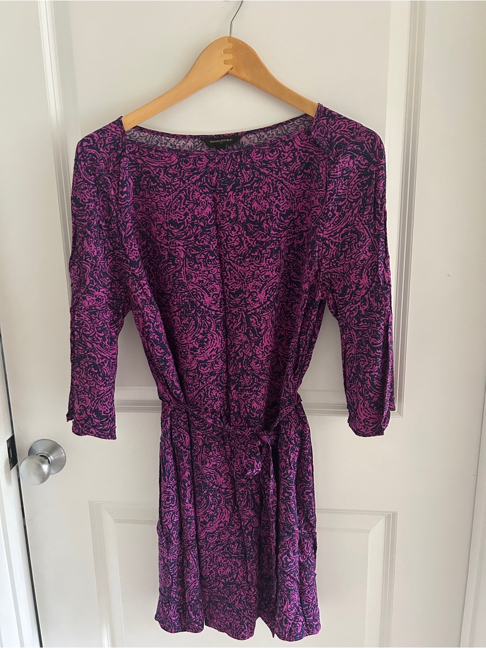 Purple Paisley Tie-Waist Women’s Dress